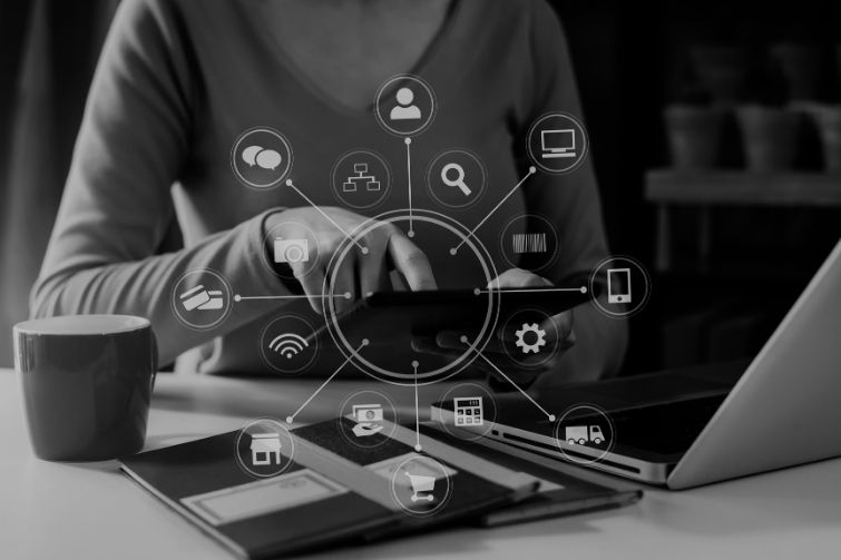 woman working on a tablet